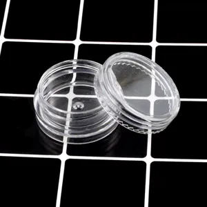 Boîte de Rangement en Plastique Rond Transparent Mini Récipient Clair Petit Organisateur pour Strass Paillettes Poudre d'Ongles