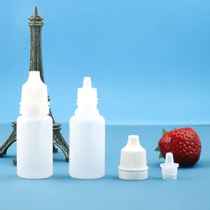 10ml plastic dropper bottles with tamper evident caps, translucent PE empty cosmetic containers.
