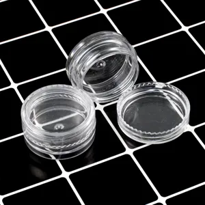 Petite boîte de rangement ronde en acrylique transparent pour nail art paillettes détail