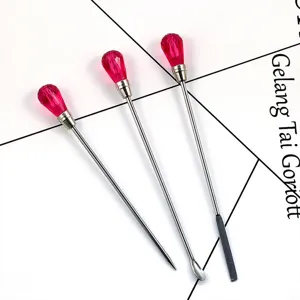Nail art powder spoon mixing needle set, DIY crystal handle tool for gel polish detail.