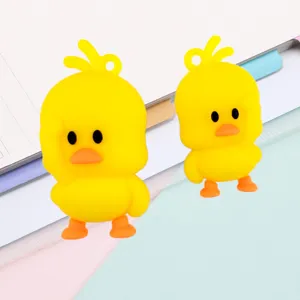 Cute Cartoon Little Yellow Duck PVC Soft Rubber Keychain Bag Pendant DIY Craft Accessory