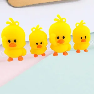 Cute little yellow duck cartoon pendant keychain DIY accessory bag charm set of four items