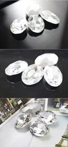 Strass in cristallo ovale sfaccettato bianco 20x30mm per accessori fai da te telefono.