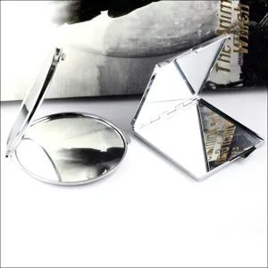 Portable Stainless Steel Makeup Mirror Mini Folding Compact Double Sided Pocket Mirror Round Square Heart Oval Makeup Tool