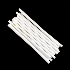 Close-up detail of white nail art dotting pen showing clear printed body and fine craft tip.