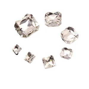 Strass di Vetro Bianco Cristalli Retro Piatto Multi Facettati Pietre Sagomate per Decorazione Artigianato Telefono Fai da Te