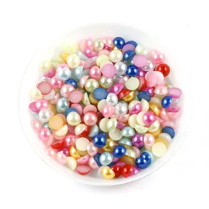 Colorful flatback half round faux pearls beads for DIY craft garments accessories decoration.