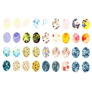 Oval vintage floral glass cabochons for DIY jewelry making crafts and accessories