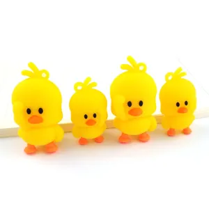 Cute yellow duck cartoon silicone pendant keychain cute bag charm DIY accessory 4pcs