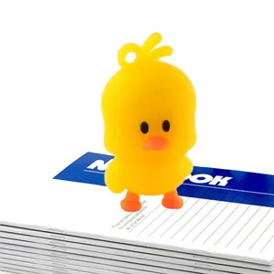 Cute yellow duck cartoon figurine keychain pendant for bags and car keys decoration.