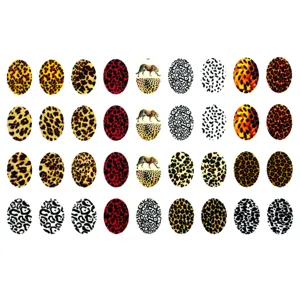 Oval DIY leopard print cabochons resin glass dome patches for handmade jewelry making 10x14mm