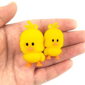 Cute yellow duck cartoon DIY charm pendant keychain accessories for bag craft decoration 2pcs