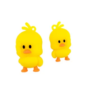 Cute yellow duck charm detail, lovely cartoon character pendant for bags and DIY keychains.