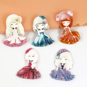 Cartoon Resin Princess Flatback Charms Cute Princess Doll Figurines For Cream Glue Phone Case DIY Craft Jewelry Making Accessories