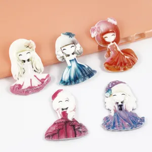 Cute cartoon princess resin cabochons for DIY phone case hair clip crafting accessories