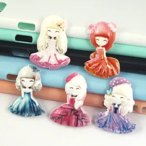 Resin cartoon princess charms for phone case DIY craft handmade hair accessories material.
