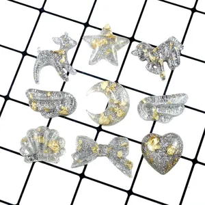 Set de dijes de resina con purpurina DIY luna estrella corazón ciervo manualidades para