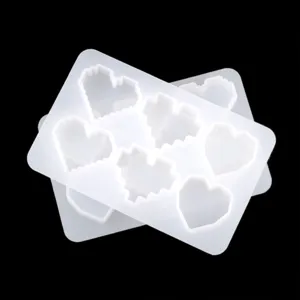 DIY Pixel Herz Silikon Form Epoxidharz Gießform Bastelform Handgemachte Anhänger Tischornament Werkzeug