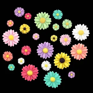 Colorful resin daisy flower flatback charms for DIY phone cases and hair accessories craft supplies