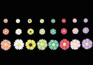 Colorful resin daisy flatbacks charms for DIY phone case and handmade hair accessories.