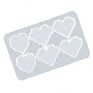 Pixel Herz Silikonform fuer Epoxidharz Giessen, DIY Schmuck Anhaenger Basteln Zubehoer.