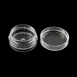 Boîte de rangement ronde en acrylique transparent pour poudre de paillettes nail art détail