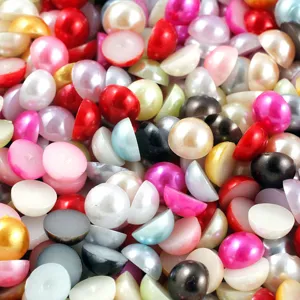 Colorful flatback half pearls for DIY crafts, phone case decoration, and jewelry making supplies.