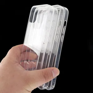 Funda protectora transparente vista principal que muestra estuches flexibles apilados