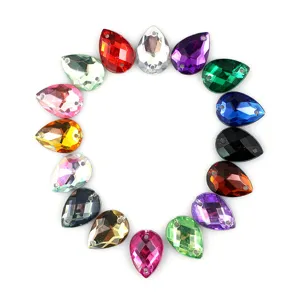 Teardrop sew-on acrylic rhinestone crystals flatback colorful for DIY dress garment accessories main