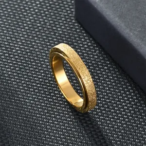 4mm Gold Frosted Spinner Ring Modischer Unisex Ring Verstellbarer Trend Schmuck Detail