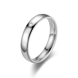 Anello cupola diamante 4mm minimalista acciaio inossidabile argento fede incisione moda