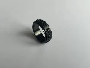 Anello antistress girevole in acciaio al titanio sole luna stella gioiello nero elegante