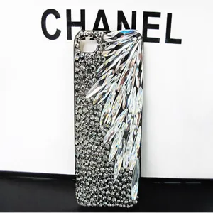 Bling crystal rhinestone phone case decorated with sparkling teardrop fancy shape diamond stones.