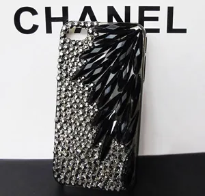 Rhinestone phone case diy accessory black teardrop crystal bling protective cover