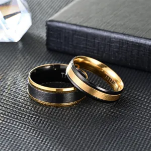 Anillo de Banda Minimalista de Acero Inoxidable para Hombre Mujer Negro Oro Bicolor Cepillado Mate Pulido Anillo Geométrico Declaración Única Anillo de Pareja Joyería de Mano Unisex de Moda Regalo