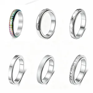 Anello Antistress in Acciaio Inossidabile Girevole Decompressione Coppia Gioielli Vari Stili