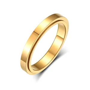 Bague en acier titane de décompression rotative double couche dorée vue principale.