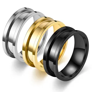 Edelstahl Mitte Genutet Ring Für Herren Damen Europäischer Amerikanischer Mode Geometrisch Galvanisiert Unisex Schmuck Ring Geschenk