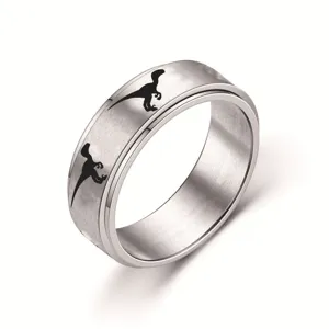 Edelstahl Dinosaurier Spinner Ring für Damen und Herren, cooler mattierter Schmuck.