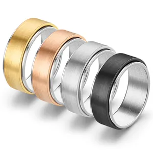 Stainless steel spinner ring 8mm anti anxiety ring for men and women stress relief band