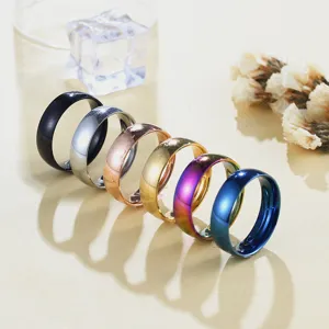 Bague Anneau Simple en Acier Inoxydable Minimaliste Pour Hommes Femmes Anneau de Doigt Poli Électroplaqué Bijoux de Main Décontractés Quotidiens Cadeau