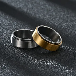 8mm titanium steel spinner ring detail, double layer anti anxiety stress relief band jewelry.