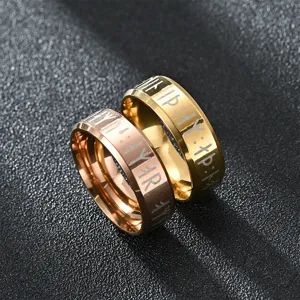 Bague en acier inoxydable avec runes viking, détail rétro alphabet nordique pour homme bijou.