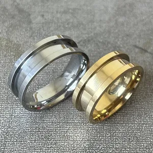 8mm edelstahl zentrale nut ring rohling mode schmuck paar ring zubehoer stuecke