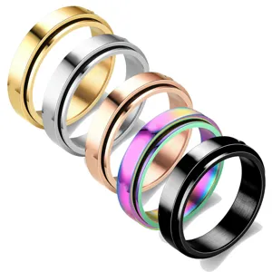 Vue détaillée de la bague anti-stress en acier inoxydable de 6 mm avec surface polie et finitions.