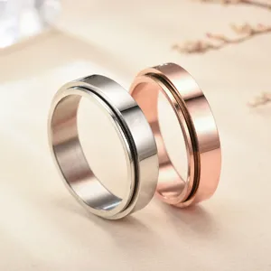 Vue détaillée de la bague couple spinner en acier inoxydable 6mm, finition brillante.