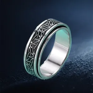 Anello spinner in acciaio inossidabile con motivo nodo celtico stile vichingo vintage per uomo