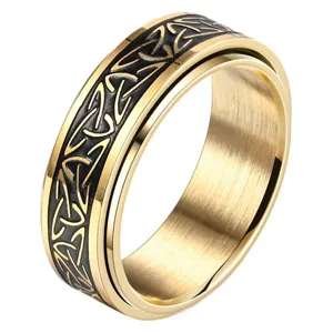 Anello Viking Spinner Uomo Donna Acciaio Inossidabile Nodo Celtico Vintage Oro Gioielli