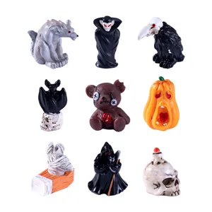 Halloween Harz Miniatur Figuren Geist Skelett Kürbis Mumie Sensenmann Mikro Landschaft DIY Ornamente Desktop Dekor