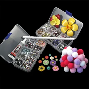 DIY phone case rhinestone craft kit with colorful crystals, glue, and accessories for nail art.
